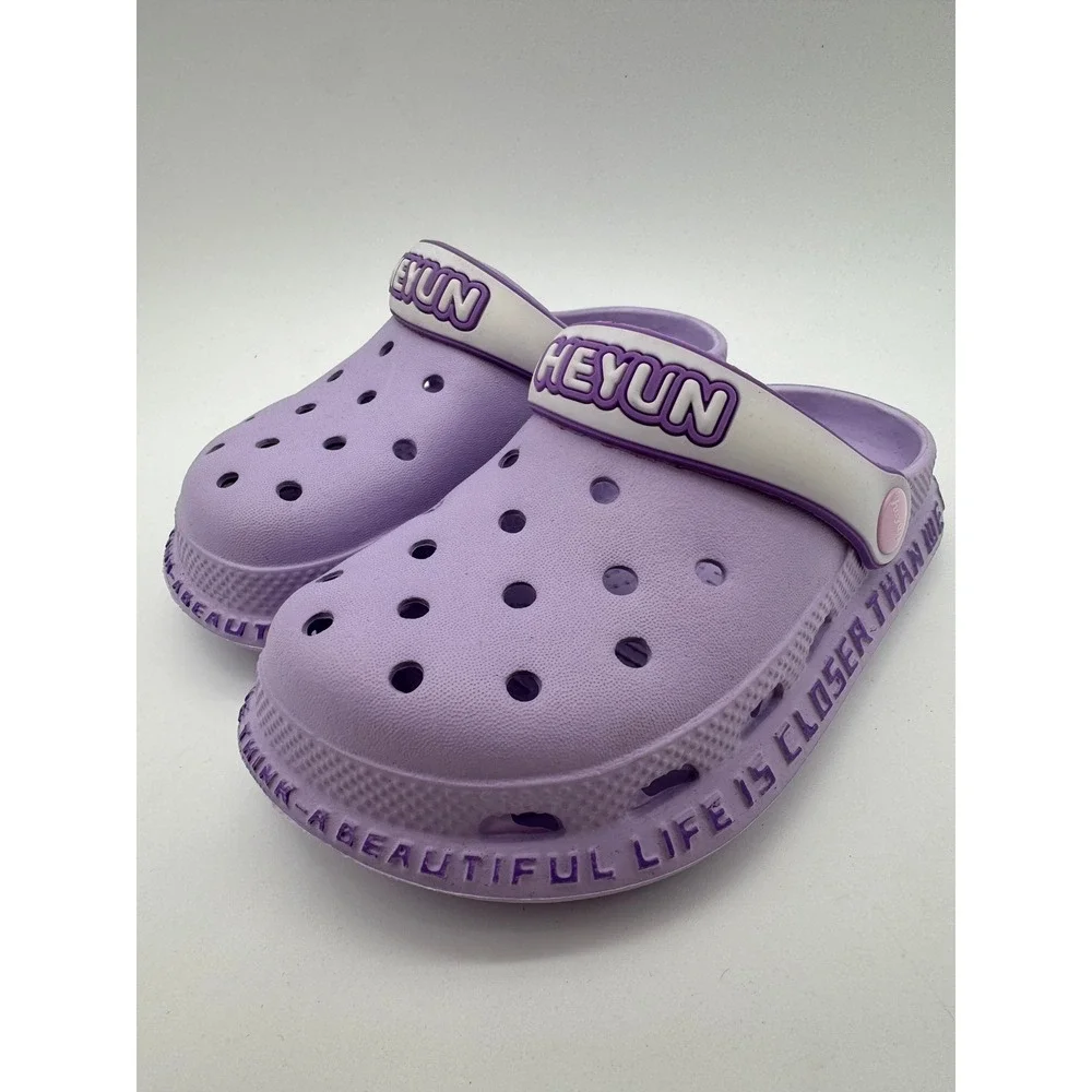 Kids Purple Clogs Size‎ 11-12 Charms Cute Slip On Sandals Lightweight